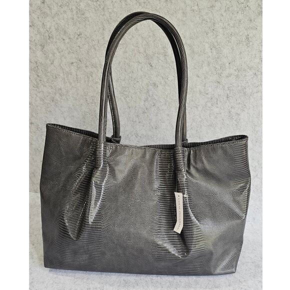 lulu dharma Handbags - Lulu Dharma Gray Crocodile Textured Large Tote Bag